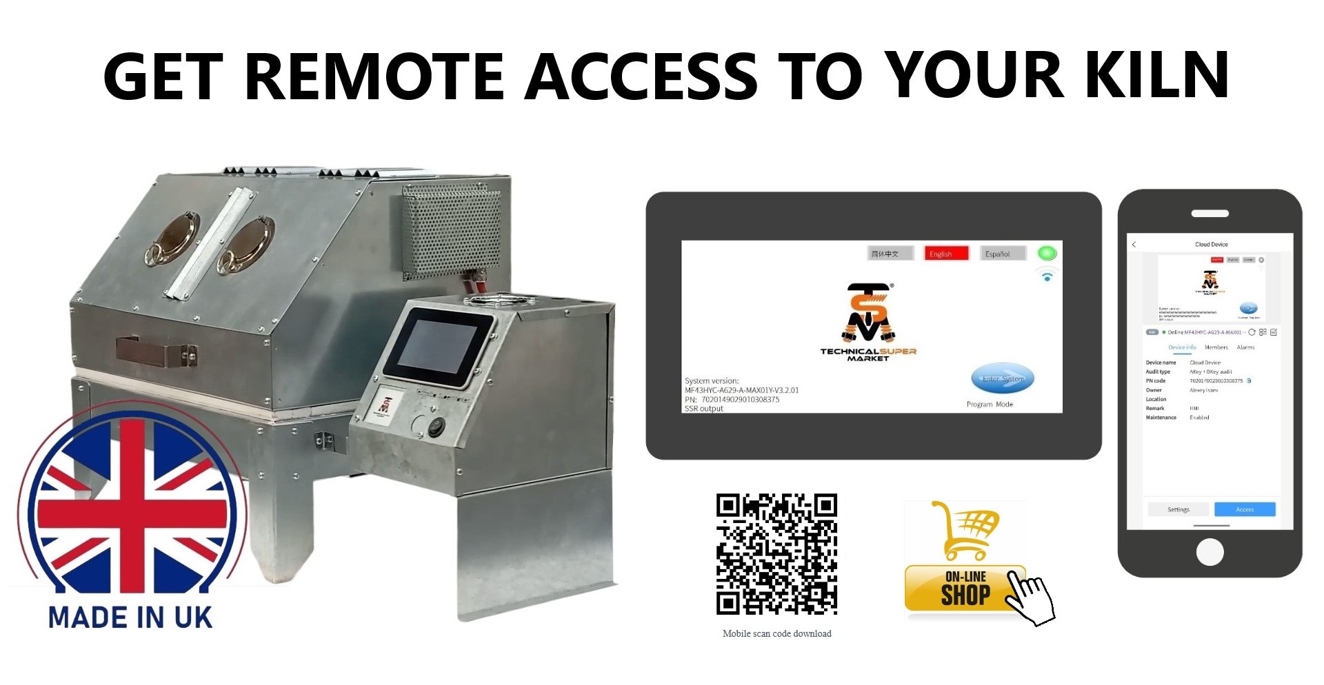 remote access to your kiln via mobile or laptop
