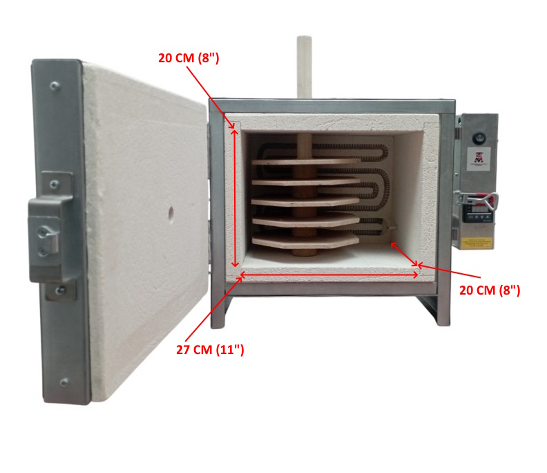 5 Manual Rotating Shelves, 12L Chamber, Table-top, Programmable Kiln 1100C/2012F - For Labs and Workshops - Image 5