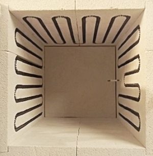 3x Coiled Heating Element On 9 Refractory Bricks For R1300C Kiln