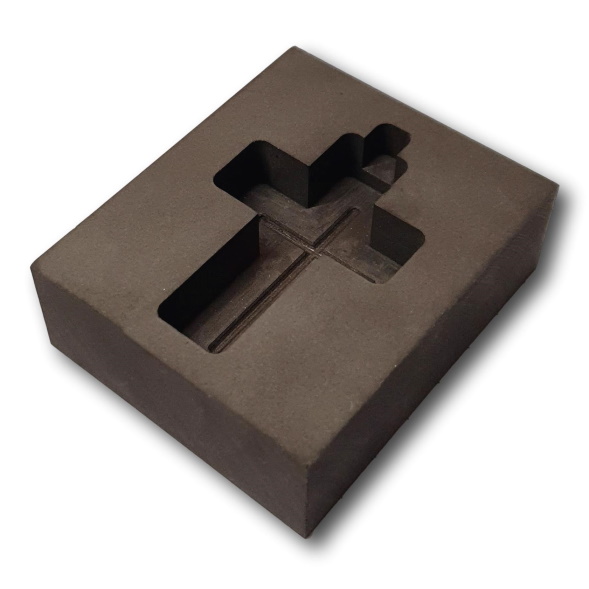 thumbnail image 2 of 75 Oz Custom Cross Gold Casting Mold - High Density Graphite Jewelry Making Mold USA Made 2 of 3